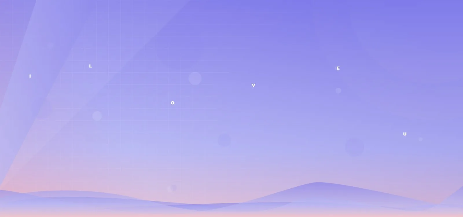 Ilustración de un cielo violeta al atardecer con estrellas y colinas suaves.